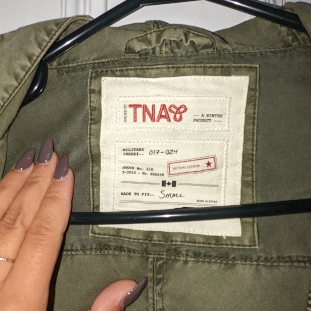 TNA forest green military coat